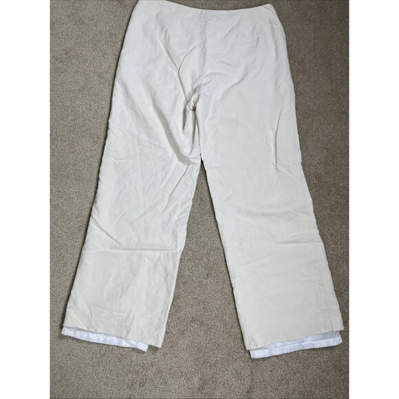 Peck & Peck Weekend Sz14 Pants Womens Wide Leg Ivory Silk Linen Blend Lined READ - Picture 9 of 16